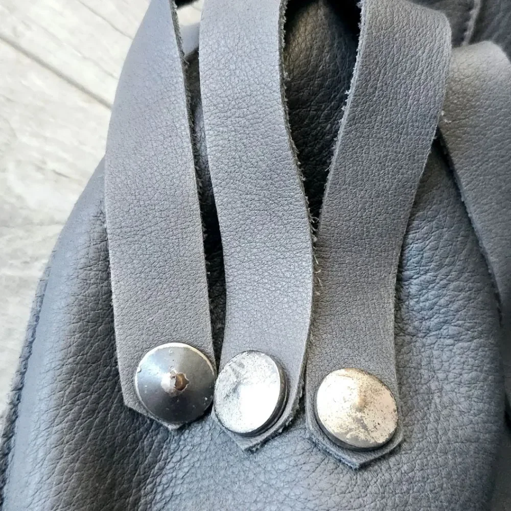 Innue Graphite Gray Italian Distressed Leather Hobo Bag Handbag Grunge Rock